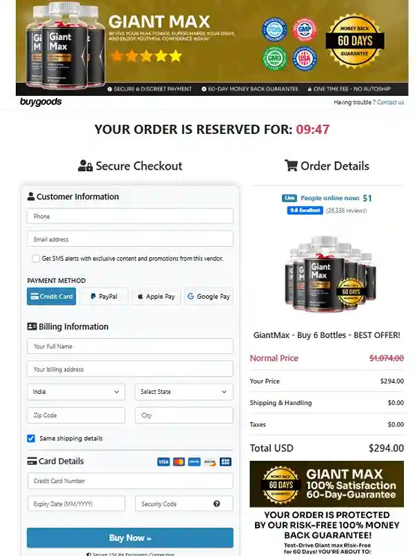 Giant Max Order Page